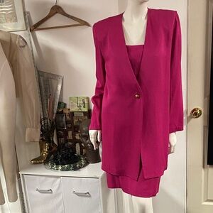 90s Pink  Blazer & Spaghetti Strap Dress Set